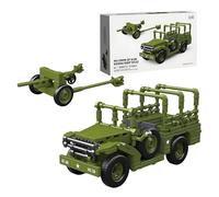 Military Tank Building Block Set - 313PCS M3 37mm AT Gun Dodg Beep WC52 Bricks Kit, 1:35 Scale WW2 Military Vehicle, Historical Army Transport Model, Creative Gift for Adult, Kid