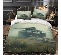 Military Tank Comforter Cover 3D Design Printed All Season 3 Piece Bedding Set Zipper Vintage War Scene Duvet Cover Ultra Soft Machine Washable for Kids Teens Adults Women Youth King（220x240cm）