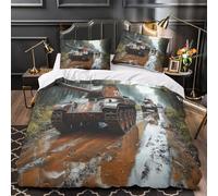military tank convoy 3D Print 3-Piece Comforter Cover warfare scene style Bed Cover Set Silky Soft Microfiber Concealed Zipper Anti Allergy for Kids Teens Men Women Adults Super king（260x220cm）