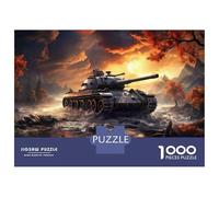 Military Tank Crossing River 1000 Piece Classic Jigsaw Puzzle Puzzle for Adults Thick Cardboard Impossible Hard Challenging Decompression Wall Decor Relaxation Creativity 70x50cm/1000pcs