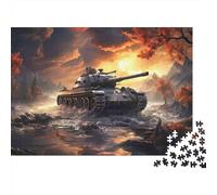 Military Tank Crossing River 1000pc Jigsaw of Eco-friendly Board Colourful Jigsaws As A Fun And Challenging Family Game for Collectible Art 38x26cm/1000pcs