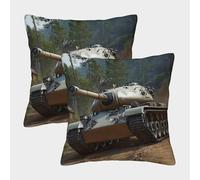 Military Tank-Vintage Warfare Style Pillow Covers 2 Pack Cozy Pillowcases Art Cushion Case Zippered Decor for Couch Livingroom 45x45cm