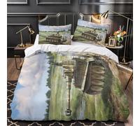 Military Tanks King Size Duvet Cover Set Weapons of War Bedding Double Bed Set 3D Print Soft Comfort Microfiber Quilt Cover 220x230 cm with Zipper Closure and 2 Pillowcases j.2638
