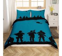 Military Theme Emperor Size Duvet Cover Set Reversible Quilt Cover 285x240 cm Helicopter Bedding Sets Ultra Soft 3D Comforter Covers Comfy Easy Care Non Iron Bed Set M/293
