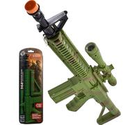 Military Toy Assault Rifle with Sounds and Lights Camouflage Green Toy Gun for Kids Realistic Rapid Fire Effects Plastic Construction Roleplay Weapon with Safe Orange Tip
