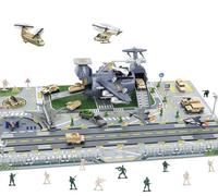 Military Transport Cargo Airplane Cars Toy with Vehicle Soldier Helicopter Combat Toy,Aircraft Model Toys Playset with Figures,Mini Fighting Vehicle Army Men Base Play Map for Kids Boys Girls Age 3+