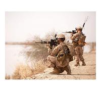 Military USA Marines Aiming Weapons Platoon Photo Art Print Canvas Premium Wall Decor Poster Mural