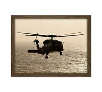 Military USA Navy SH-60F Seahawk Helicopter Photo Artwork Framed Wall Art Print 18X24 Inch