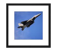 Military USA USAF Air Force F-15E Strike Eagle Aircraft Photo 8X8 Inch Square Wooden Framed Wall Art Print Picture with Mount Artery8 Black One Size