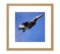 Military USA USAF Air Force F-15E Strike Eagle Aircraft Photo 8X8 Inch Square Wooden Framed Wall Art Print Picture with Mount Artery8 Light Oak One Size