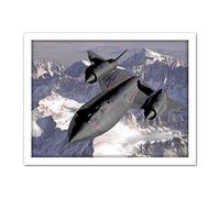 Military USA USAF SR-71B Blackbird Aircraft Photo Artwork Framed Wall Art Print 18X24 Inch