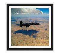 Military USA USAF T-38 Talon Aircraft Fighter Jet Photo Square Wooden Framed Wall Art Print Picture 16X16 Inch