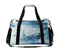 Military USS Enterprise Battleship Fight Jets Large Capacity Travel Duffel Bag Sport Weekender Overnight Backpack Lightweight Luggage Bags