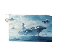 Military USS Enterprise Battleship Fight Jets Portable Coin Purse Pouch Funny Zero Wallet with Zipper Lightweight Organizer Bags for Women Men