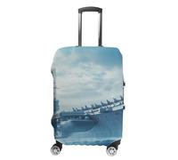 Military USS Enterprise Battleship Fight Jets Printed Luggage Cover Washable Suitcase Protector Fits 19-32 Inch Funny Travel Accessories