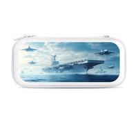 Military USS Enterprise Battleship Fight Jets Printed Switch Carrying Case with 15 Game Cards Slots Portable Storage Cases Gaming Travel Accessories