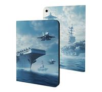 Military USS Enterprise Battleship Fight Jets Printed Tablet Cases Compatible with iPad Series Slim Trifold Stand Protective Cover