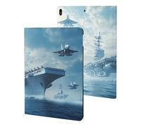 Military USS Enterprise Battleship Fight Jets Printed Tablet Cases Compatible with iPad Series Slim Trifold Stand Protective Cover