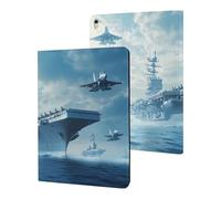 Military USS Enterprise Battleship Fight Jets Printed Tablet Cases Compatible with iPad Series Slim Trifold Stand Protective Cover