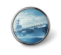 Military USS Enterprise Battleship Fight Jets Round Metal Brooches 1 Inch Decorative Badges Exquisite Decorations Pins for Clothing