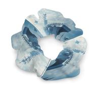 Military USS Enterprise Battleship Fight Jets Soft Satin Scrunchies Fashion Print Hair Ties Big Ponytail Holder Birthday Gift for Women