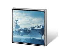 Military USS Enterprise Battleship Fight Jets Square Metal Brooches 1 Inch Decorative Badges Exquisite Decorations Pins for Clothing