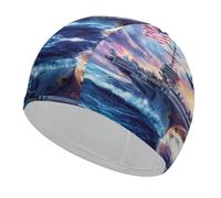 Military USS Enterprise Battleship Fight Jets Swim Cap Soft Bathing Caps High Elasticity Unisex Lightweight Swimming Hat