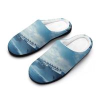 Military USS Enterprise Battleship Fight Jets Women's Cotton Slippers Winter Indoor Outdoor House Shoes Gift for Travel Bedroom Hotel 9-10(40-41)