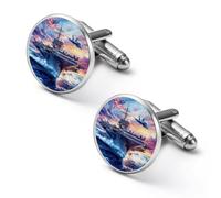 Military USS Enterprise Battleships Fight Jets Alloy Cufflinks Men's Classic Cuff Link Fashion Shirt Accessories for Business Party Wedding 2.0cm