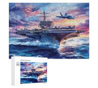 Military USS Enterprise Battleships Fight Jets Funny Wooden Picture Puzzle Wood Jigsaw Creative Gift for Adults And Family Game