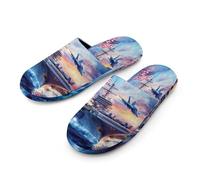Military USS Enterprise Battleships Fight Jets Men's Flannel Slipper Soft Non Slip House Shoes Comfy Winter Warm Indoor Outdoor Slippers