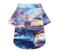 Military USS Enterprise Battleships Fight Jets Pet Shirt Button Up Summer Clothes Breathable T-Shirt for Small Medium Dogs Cats