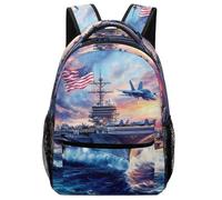 Military USS Enterprise Battleships Fight Jets Travel Backpack for Laptop Casual Daypack Backpack with Compartment for Office Work