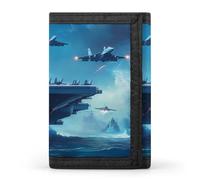 Military USS Enterprise Ship Funny Slim Trifold Wallet for Men Front Pocket Purse with Credit Card Holder