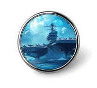 Military USS Enterprise Ship Round Lapel Pin Button Brooch Tie Badge Elegant Hat Clothing Jewelry Accessories