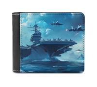 Military USS Enterprise Ship Small Billfold Wallet Front Pocket Card Holder Slim Passport Purse for Men Women