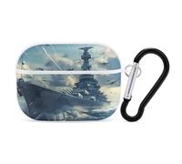 Military USS Enterprise Yorktown-Class Battleship Headphone Case Compatible with AirPods Pro PC Shell Carrying Case with Keychain White-style
