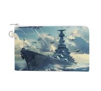 Military USS Enterprise Yorktown-Class Battleshipp Coin Purse Fashion Canvas Pouch Portable Wallet Makeup Bag for Men Women