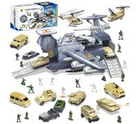 Military Vehicle Combat Toy with Soldier Helicopter,Military Transport Cargo Airplane Cars Toy,Aircraft Model Toys with Army Men Action Figures,Mini Fighting Vehicle for Kids Boys Girls Age 3+
