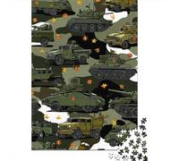 Military Vehicles 1000-Piece Recycled Cardboard Cartoon Army Design Puzzle, Educational Decompression, Personalised Gift, Wall Decor & Family Holidays 38x26cm/1000pcs