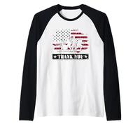 Military Veteran American Flag Thank You Memorial Day Raglan Baseball Tee