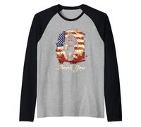 Military Veteran American Flag Thank You Memorial Day Raglan Baseball Tee