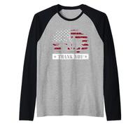 Military Veteran American Flag Thank You Memorial Day Raglan Baseball Tee