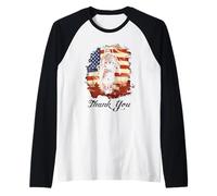 Military Veteran American Flag Thank You Memorial Day Raglan Baseball Tee