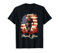 Military Veteran American Flag Thank You Memorial Day T-Shirt