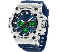 Military Watches Men's Digital Watch Outdoor Analogue Digital Watch for Men Boys Multifunctional Sports Watch Alarm Clock Military Watches for Men Tactical Digital Watch LED 5ATM Waterproof, Blue