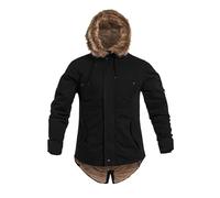 Military Wear Fish Tail Parka Winter Jacket Men's Black M | Long Warm Coat with Fur Hood | 6 Pockets | 75% Cotton | Insulated Military Parka Black | Tactical Casual Style | Cold Weather Protection