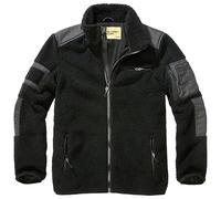 Military Wear Tactical Fleece Jacket Black XXL | Heavy Duty Teddyfleece with 5 Pockets | Military Grade Outdoor Fleece with Velcro Patches | Survival Bushcraft Gear | Windproof Winter Wear