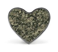 Military Woods Camouflage Badges Heart with Button Design, Personalized Picture Pin Brooches, Heart Badge Holders for Decorate Hat Shirt Clothing Bag Accessories