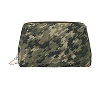 Military Woods Camouflage Leather Makeup Bag, Large-Capacity Travel Storage Bag, Dual-Purpose Toiletries and Makeup Bag